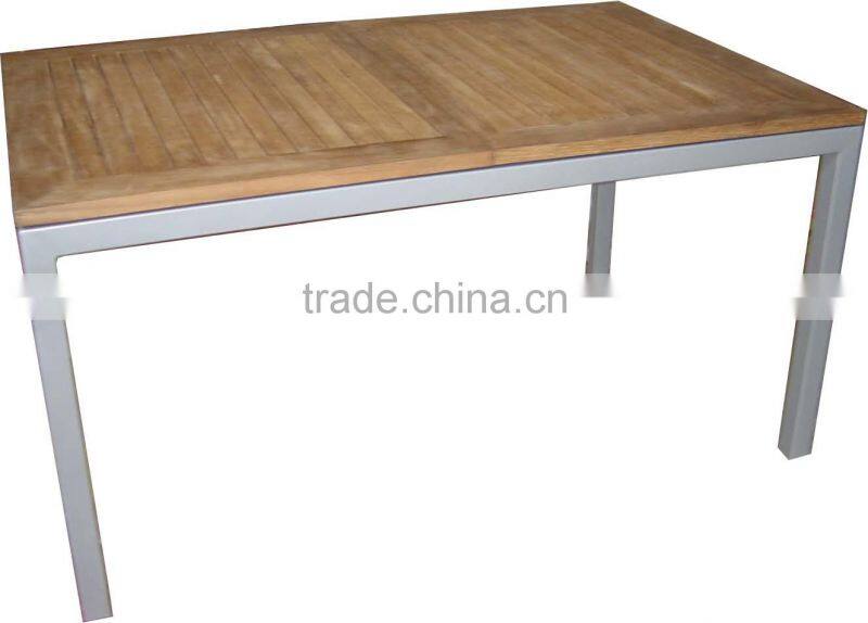 aluminum frame powder coated outdoor furniture sling table with teak