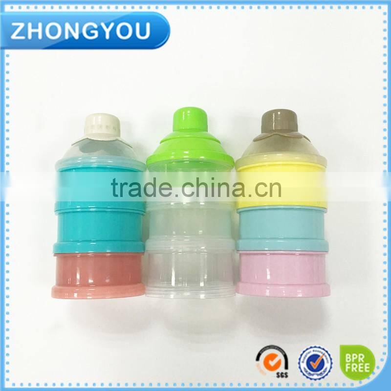 BPA free 3-layers muntifunctional baby powder milk container plastic baby milk powder box