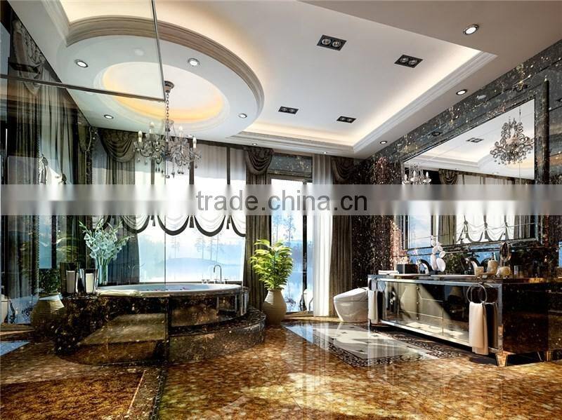 Brown shinning microcrystalline tile, 3D effect glass surface glossy luxury glazed floor tiles