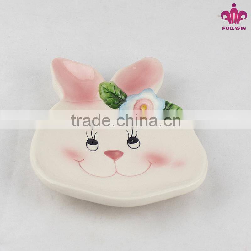 Candy ceramic plate with bunny design
