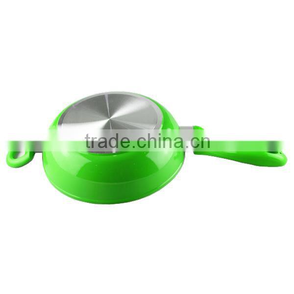 Aluminum non stick ceramic deep wok with double handles