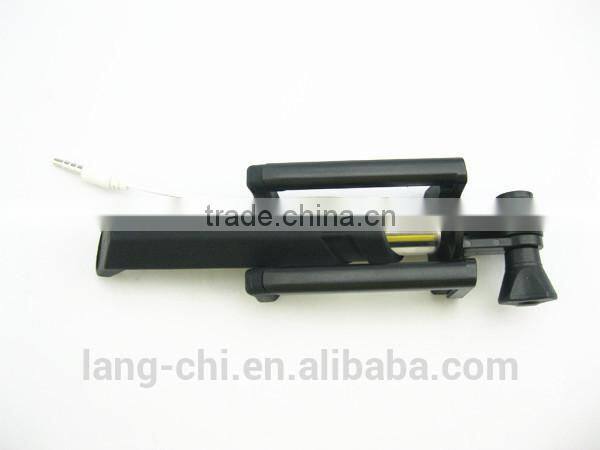 Super mini stainless selfie stick with foldable shape clip/Wire