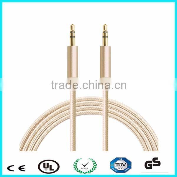Wholesale 3 pole gold plated 3.5mm aux cable for phone