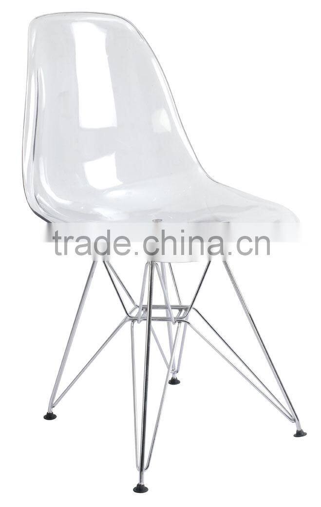 Fabirc upholstered chrome steel swivel base modern chair