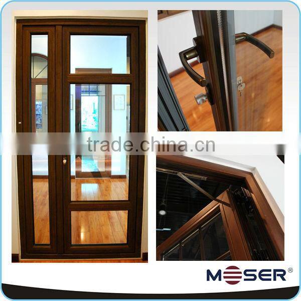 Oak solid wood door with aluminum cladding and tempered glass