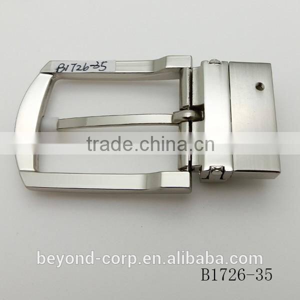 zamac turning pin buckle silver brush mirror polish nickel-free good price revert functional pin belt buckle screws fixed