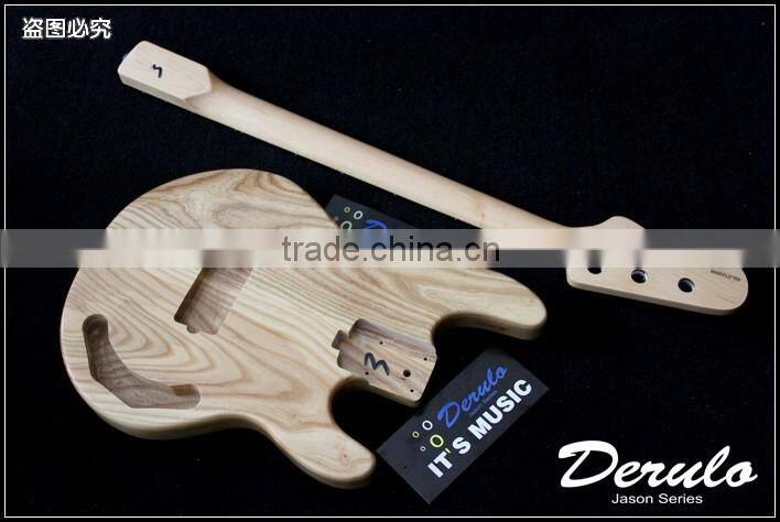 Diy High Quality Ash Wood Unfinished Electric Bass Guitar Kits 5 Strings