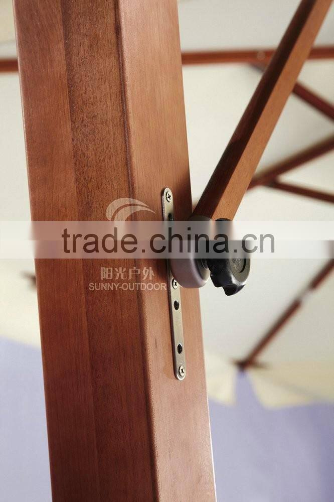 indonesia wood square side post umbrella luxury wooden umbrella garden parasol hot sale