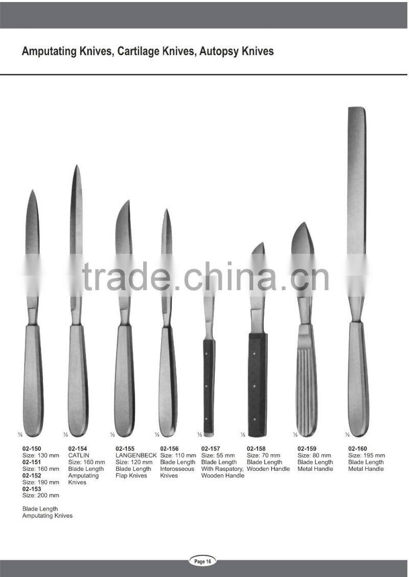 Surgical Amputating Knives Cartilage Knives Autopsy Knives Medical Instruments