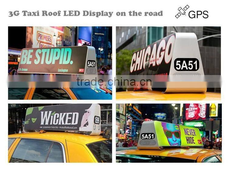 Best price and high quality P6 outdoor waterproof scrolling taxi roof sign with multi-language