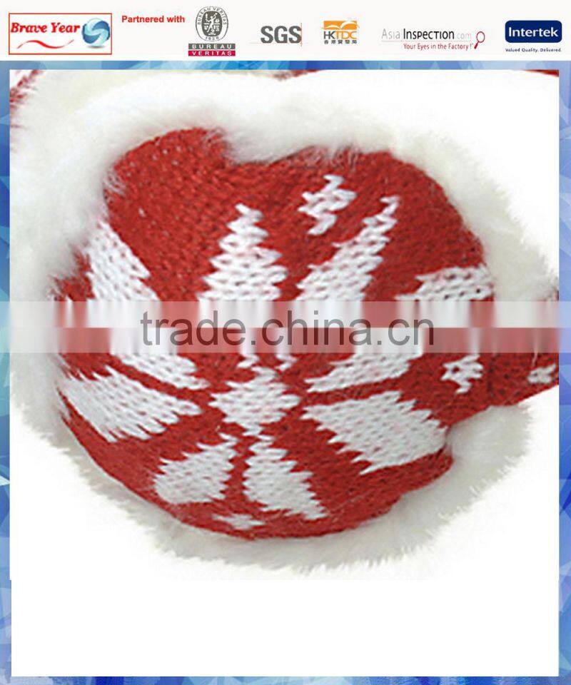 ladies fashion snowflake knitted winter earmuffs with fluffy lining