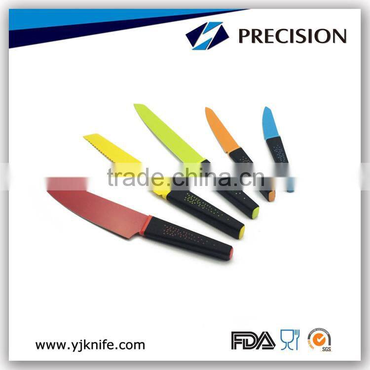 Professional Quality Peacock 5pcs 3CR14 Blade Stainless Steel Kitchen knife set with knife block