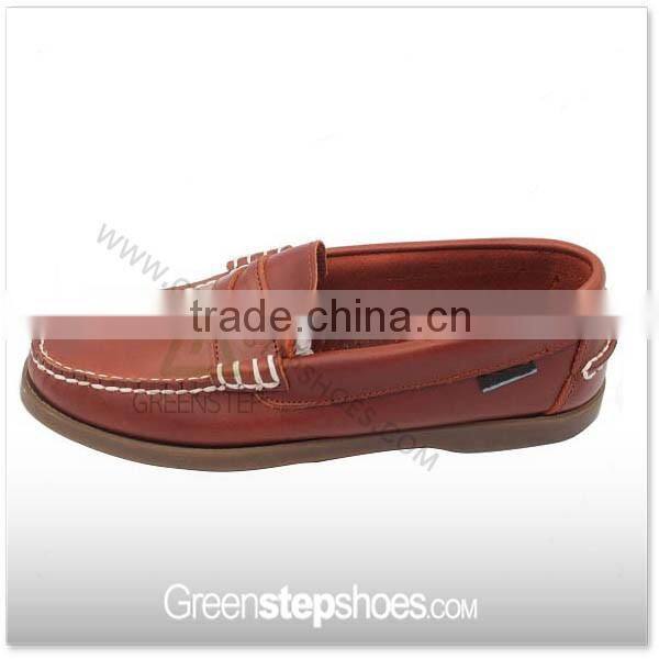 Laser cut outsole moccasin cow leather men boat shoes