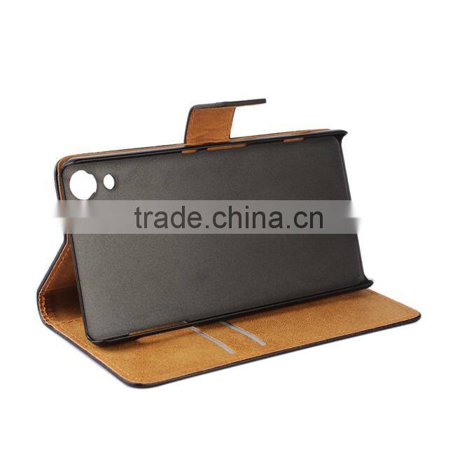 Plain Wallet Genuine Leather Case Cover For Sony Xperia Z4