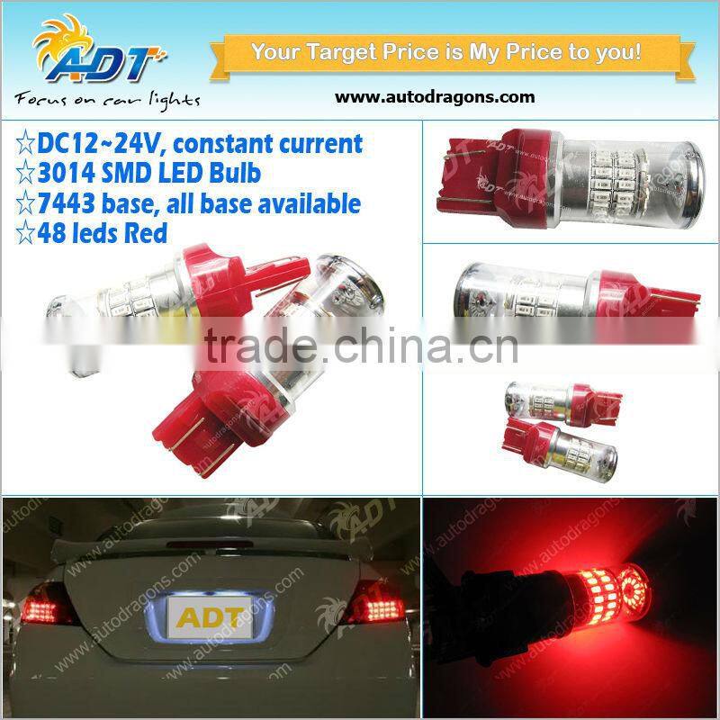 T20 48W W21W / 7443 SMD LED Light Bulbs Brake/Signal Lamp Amber