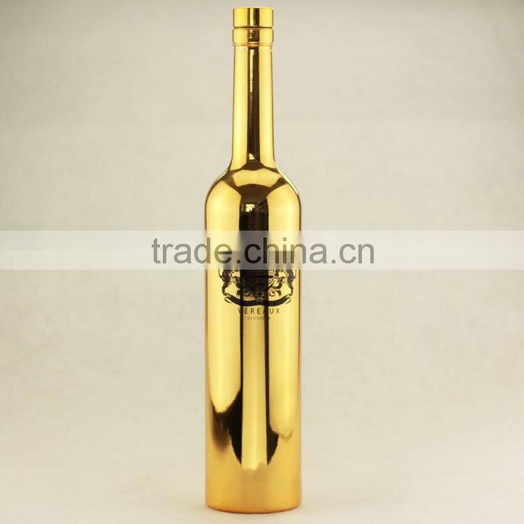 Excellent quality cheap fancy champagne bottles electroplate bottles 750ml golden bottles