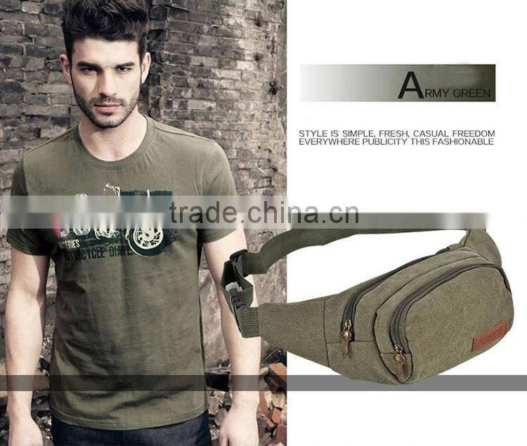 2016 New Fashion 6 Color Men Vintage Canvas Waist One Strap Durable Belt Bag Hiking Pack Chest Sports Duffel Bag