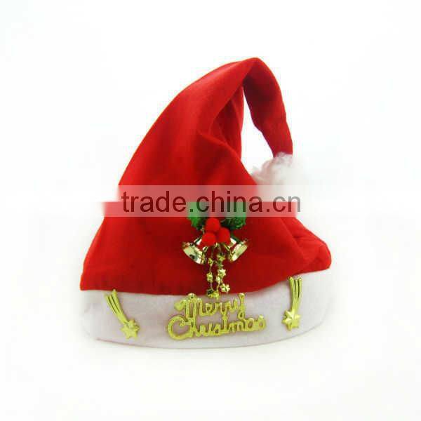 christmas stocking in plush red color with santa claus