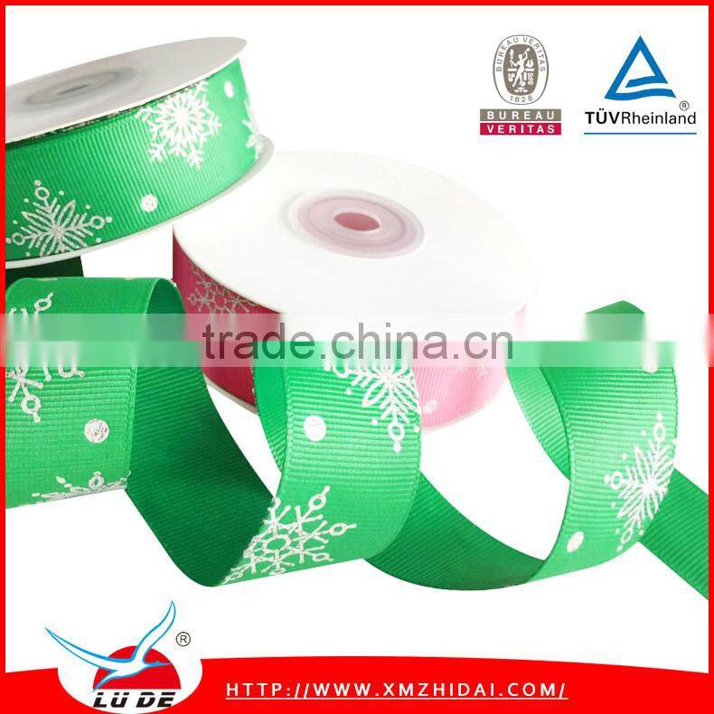 2015 Christmas Tree Printed Grosgrain Ribbon Glitter Printed Ribbon Christmas Ribbon