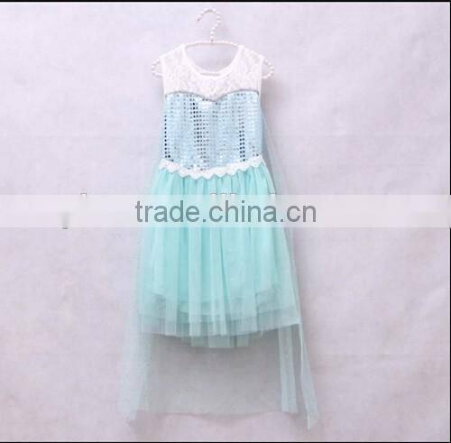 Factory Direct Double Lace Printed Dress Girls Favorite Sequined Casual Frozen Elsa Dress Wholesale
