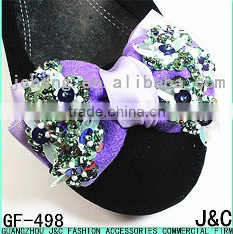 4cm green color flower beads shoes bow for lady shoes