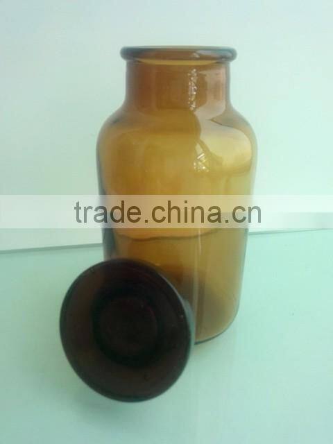 500ml antique apothecary jar amber with seal lid , glass jar with lid