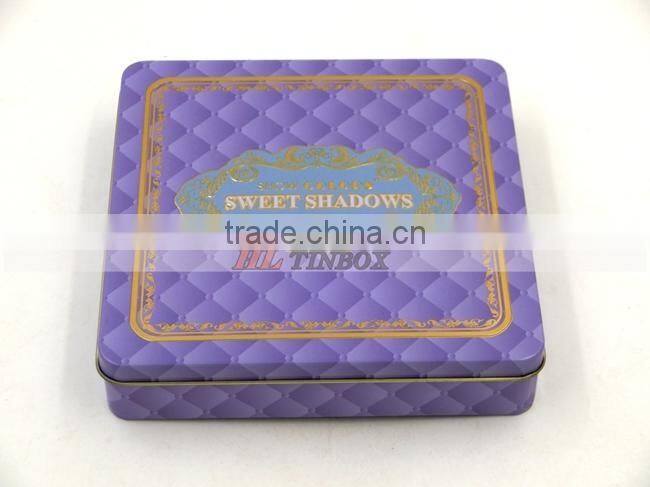 Square Make-up Cosmetic Tin Box with Hinged
