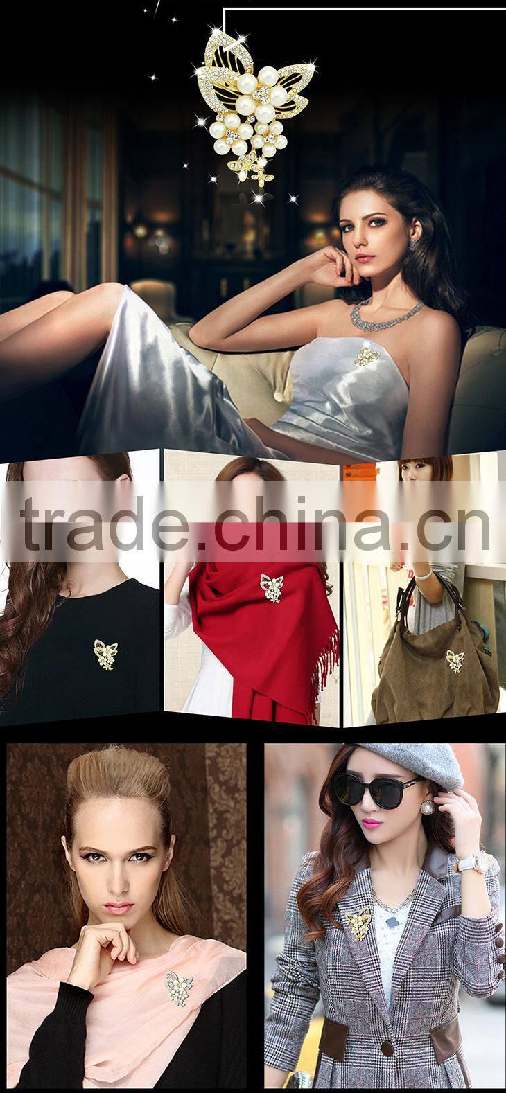 Unique garment jewelry copper silver rhinestone flower rhinestones metal wedding