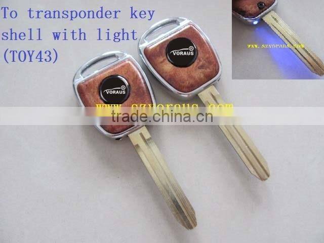 High quality To transponder key shell with light (TOY43)