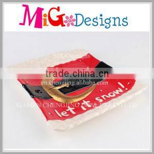 OEM Ceramic Cake Plate for Christmas Red Santa Feature