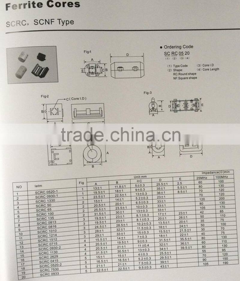 SCRCNi-Zn EMI ferrite core for cable clamp