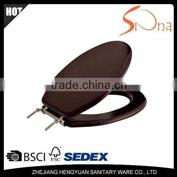 Elongated oak mahogany color toilet seat
