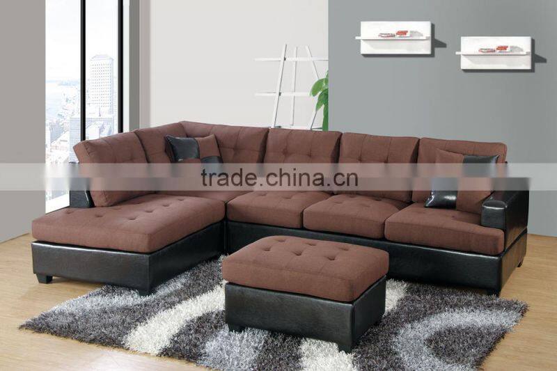 2015 mordern elegant top PU and fabric living room sofa,contemporary stylish corner sofa