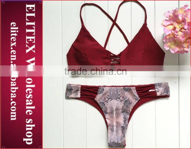 2017 Newest blue spot sexy print wholesale swimwear CK354