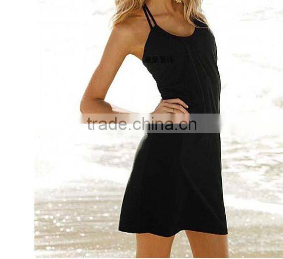2014 Ladies Summer Casual Dress Fashion Beach Cover Up Halterneck Black Pink Blue 8 10 12 14