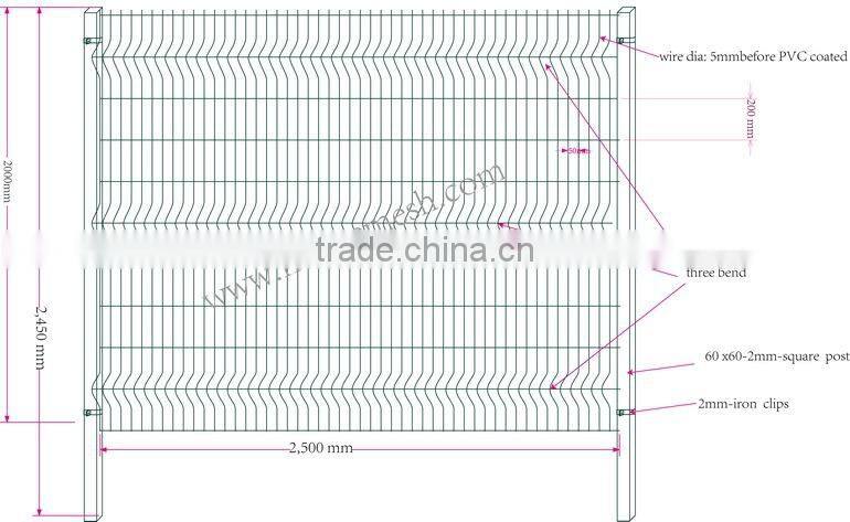 folding welded barrier fence with barbed wire