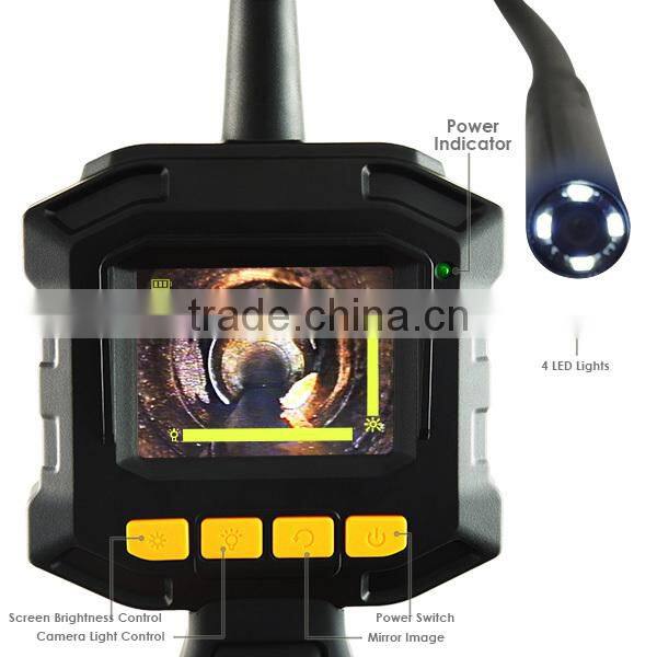 Industrial 2.31" TFT LCD 8mm Camera Video Borescope Endoscope 4 LED Lights AV Output SnakeScope 3FT Cable Surveillance Tool