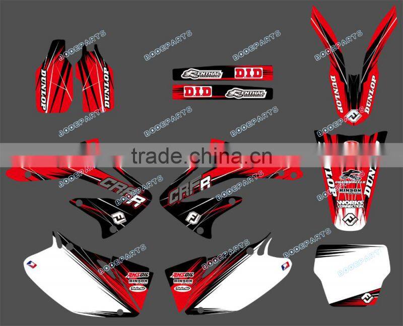 New Style TEAM GRAPHICS & BACKGROUNDS DECALS STICKERS Kits for HONDA CRF450 2002 2003 2004 (red fire DST 0174)