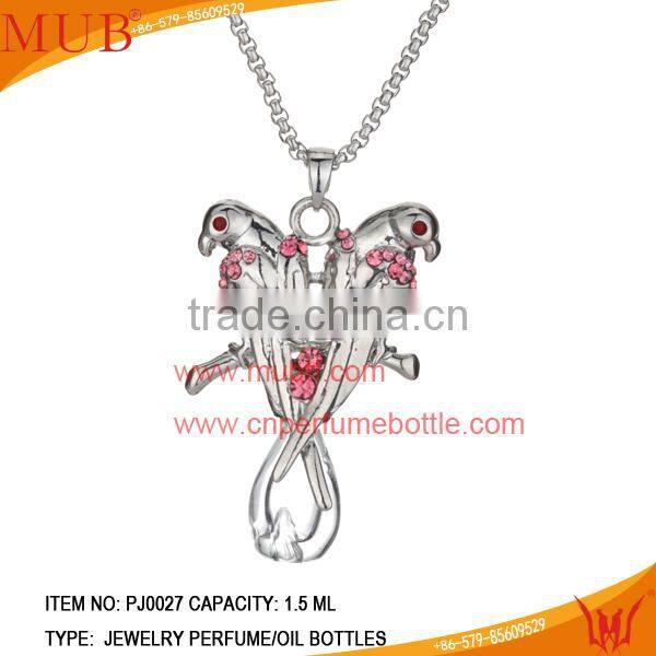 Love birds Shape Jewelry Pendant Glass Perfume bottle jewelry
