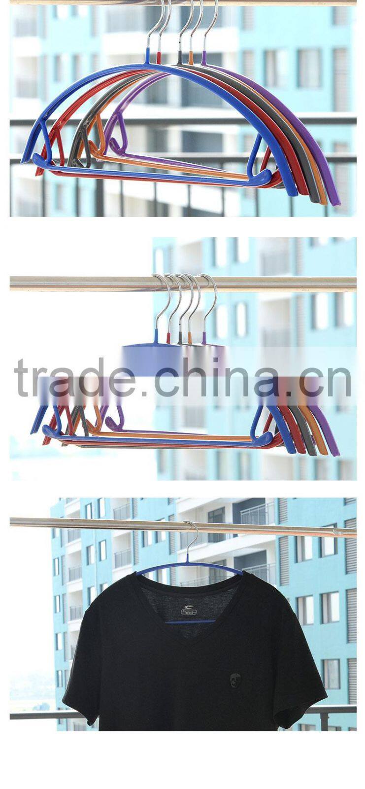 anti-slip plastic wrapped iron clothes hanger laundry rack-purple