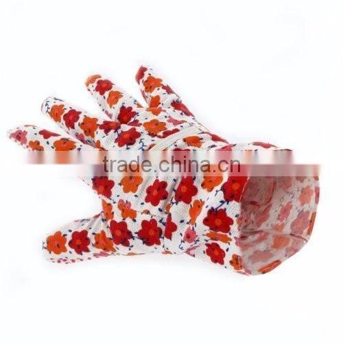 Ladies Floral Garden Gloves (Red)