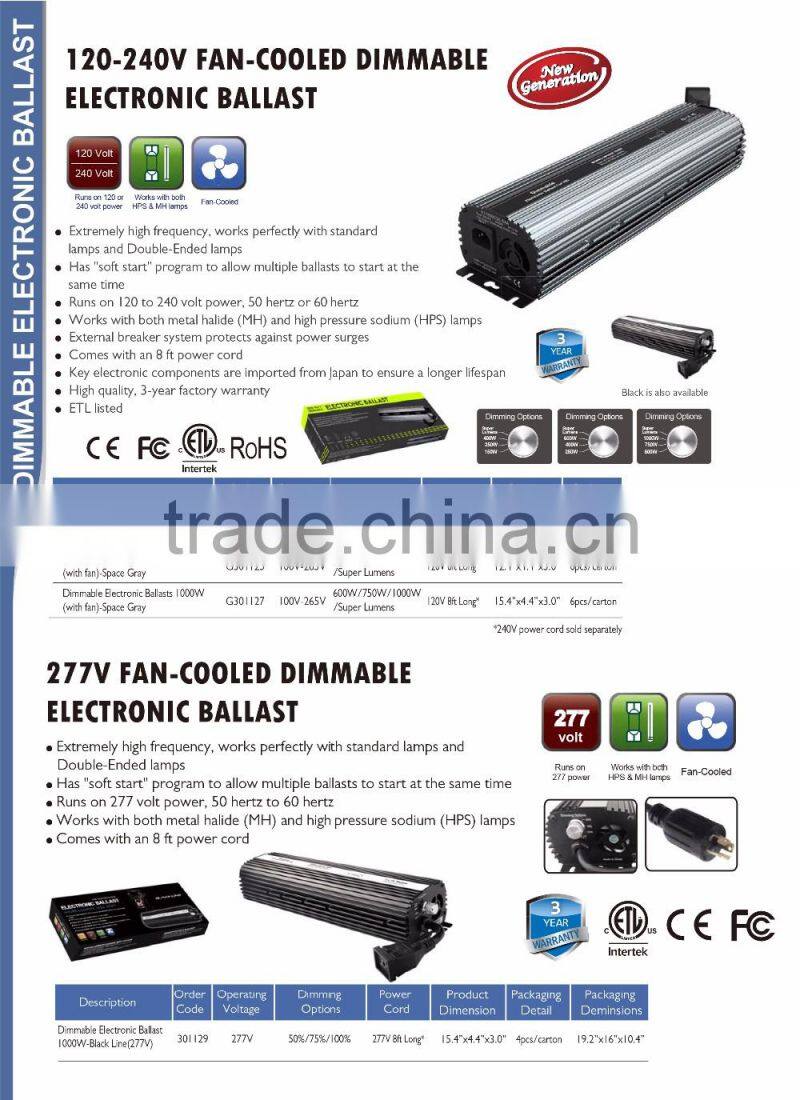 Newly-Designed 2017 400w 600w 1000w Dimmable Digital Electronic Ballast