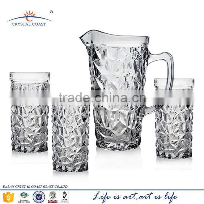 fancy 7pcs decorative glass water jug set with handle glass pitcher