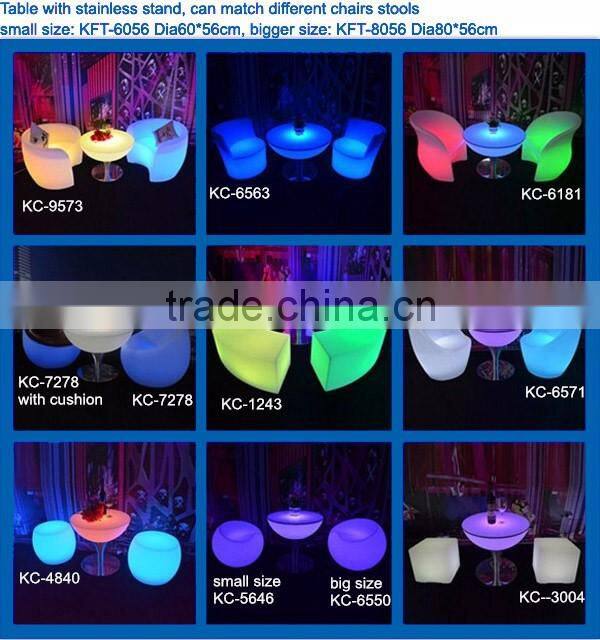 Factory price led coffee table led light luminous furniture plastic bar tables