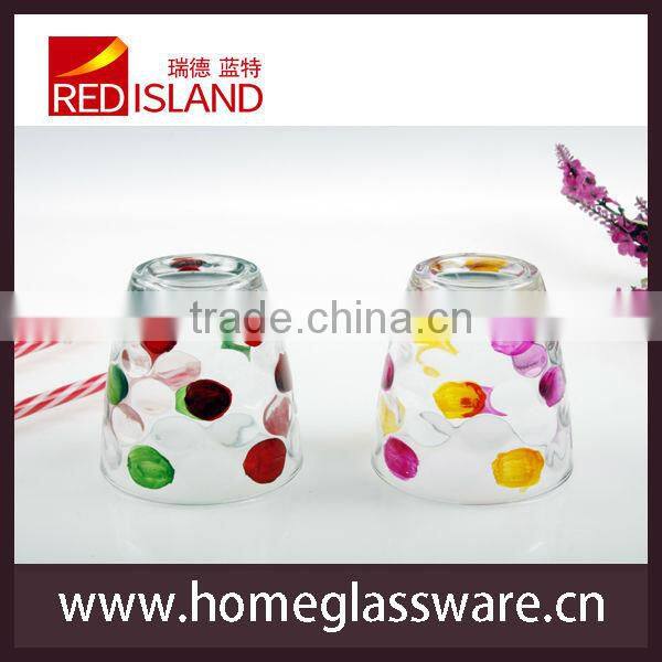 decorative glass cup for milk with hand drawing