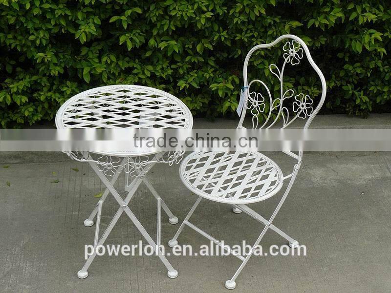 Dollhouse furniture Children Table with 2 Chairs Folding Garden Patio Set Creamy white