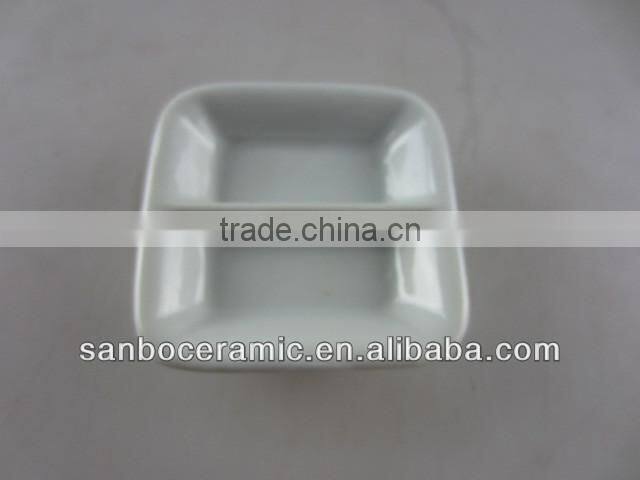 white porcelain square divided dish