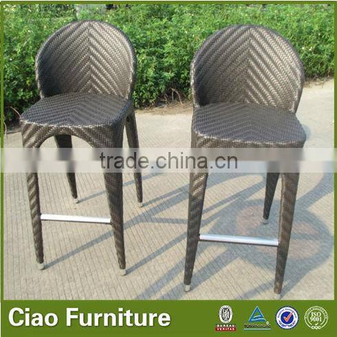 garden outdoor rattan furniturebar table set with brown glass bar stool