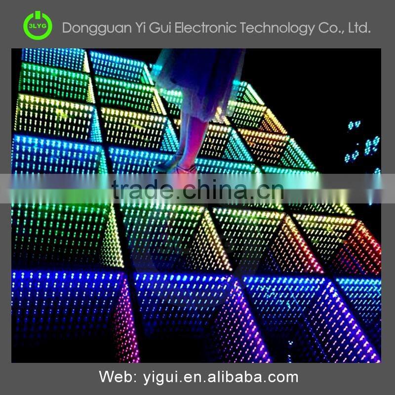 2017 illuminated rgb color changing 3D mirror dance floors