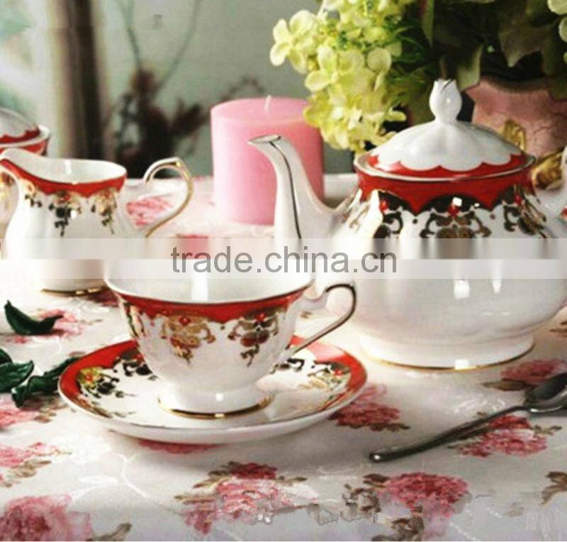 gold decal new bone china poprcelain 24pcs 17pcs tea set
